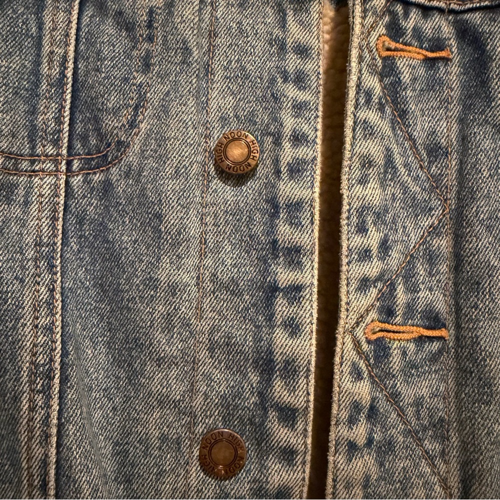 High Noon Vintage Denim Sherpa Lined Jacket with Corduroy Collar - Picture 7 of 9